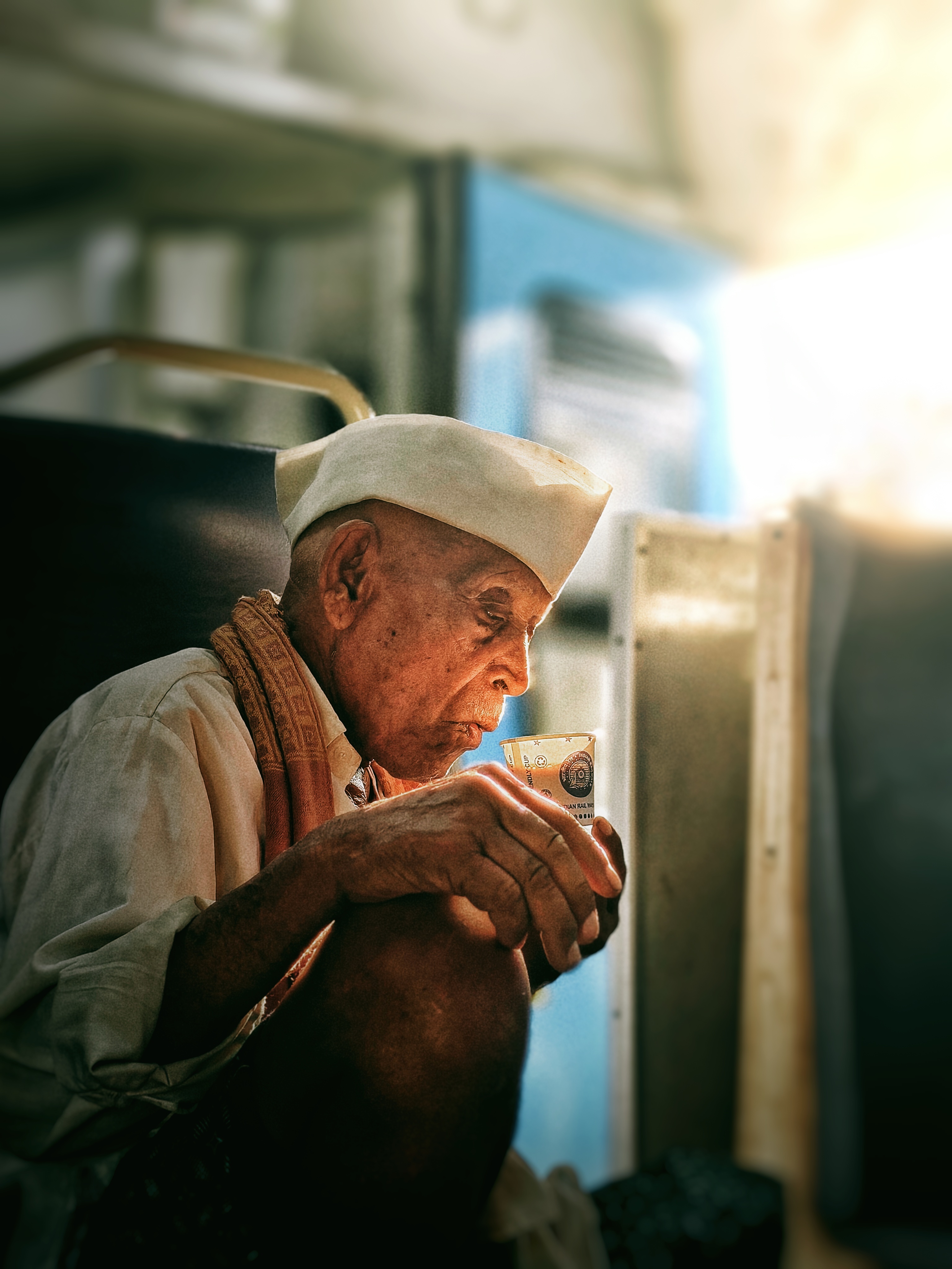 Image of a man having a cup of tea
